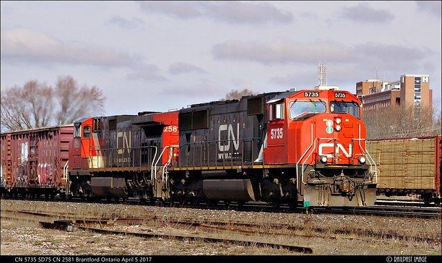 CN 5735 SD75 CN 2581 Brantford Ontario April 5 2017