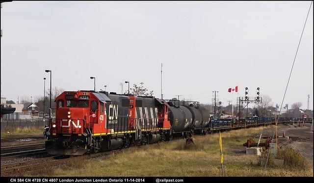 CN 584 CN 4728 CN 487 London Junction Ontario 11-10-2014