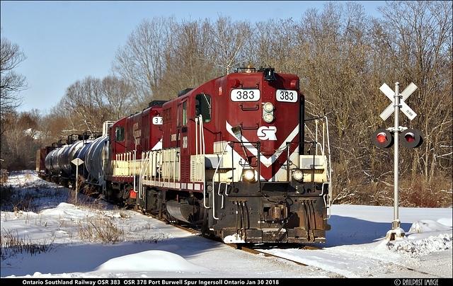 Ontario Southland Railway OSR 383 OSR 378 Port Burwell Spur Ingersoll Ontario Jan 30 2018