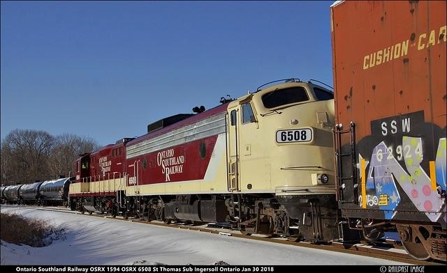 Ontario Southland Railway OSRX 1594 OSRX 6508 St Thomas Sub Ingersoll Ontario Jan 30 2018