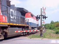 BC Rail 4612 leads 434 through Ingersoll Ontario 8-17-04