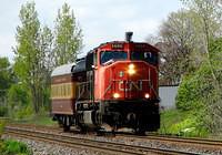 CN 5600 train 482 blows through Ingersoll with WC private coach Superior 5-15-08