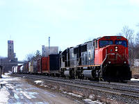 CN 5763 leads IC 1032 on a long 384 Woodstock