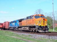 BNSF 4061 and Conrail 3385 on 328 Ingersoll 5/19/04