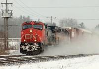 CN 2629 leads a WC unit on 385 as it slides through Ingersoll 12-20-05