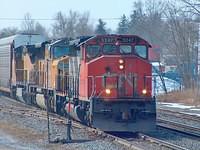 CN 5247 leads 2 UP units on 434 Ingersoll Ontario 3-21-04