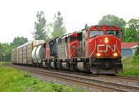 CN 5650 leads CSX 4521 on 394 Ingersoll Ontario 6-22-08