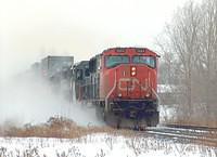 CN 5664 leads CNWC 6940 and 6904 on 148 through Ingersoll Ontario