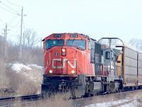 CN 5719 leads RLCX 8534 on 271 Beachville Ontario 3-11-05