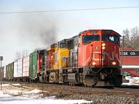 CN 5727 UP 5310 and CN 9542 on 302 Ingersoll Ontario 2-24-07