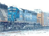 Conrail 8859 helps CN 5414 haul 271 out of Ingersoll Ontario 2-9-05