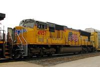 UP 4957 SD70 trails 2614 on 271 Ingersoll 3-28-08