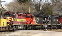 CN 2448 leads IC 3137, IC 6253 and WC 3011 on 148 Paris Ontario 4-3-08