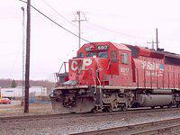 CP 6017 after a run in with a transport truck at Woodstock