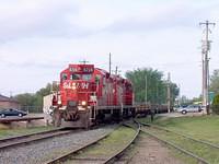 CP #141 with STL&H 8206 in the lead passes through Ingersoll 5/18/04