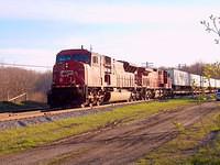 CP 9118 and 9591 take the siding at Zorra 5/5/04
