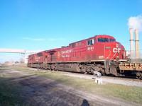 CP 9118 and 9591 take the siding at Zorra 5/5/04