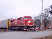 CP 9598 with the RCMP Musical Ride promo 3/31/04 Woodstock Galt Sub westbound