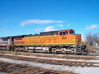 BNSF 883 & 829 sitting in St Thomas Ontario 11-9-04