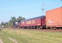 NS 8997 with "exhibit car" in tow, Ingersoll Ontario 8-16-04