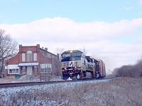 NS 327 with 9335 leading running late Ingersoll Ontario 1-15-05