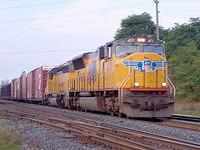 UP 4871 leads UP 3457 on 328 through Ingersoll Ontario 9-25-04