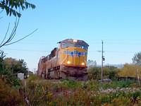 UP 4955 leads 2306 on 328 through Ingersoll Ontario 9-30-04