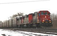 CN 5367 leads 435 through Ingersoll. NS traffic now on 434 & 435 1-11-07