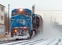 Conrail 8445 leads 327 through Ingersoll Ontario on a snowy morning
12-9-05