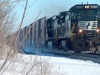 NS 8674 leads 327 through Ingersoll Ontario 1-27-05