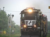 NS 8797 leads a UP unit and 8 cars on 327 Ingersoll Ontario 6-19-06