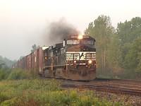 NS 9088 leads 328 through Ingersoll Ontario 06:45 14 cars 5-28-06