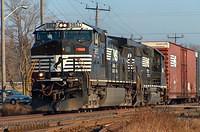 NS 9857 leads 327 through Ingersoll Ontario 1-12-05