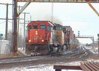 CN 6013 leads UP 5683 and another CN unit on 148 Paris Junction 12-3-05